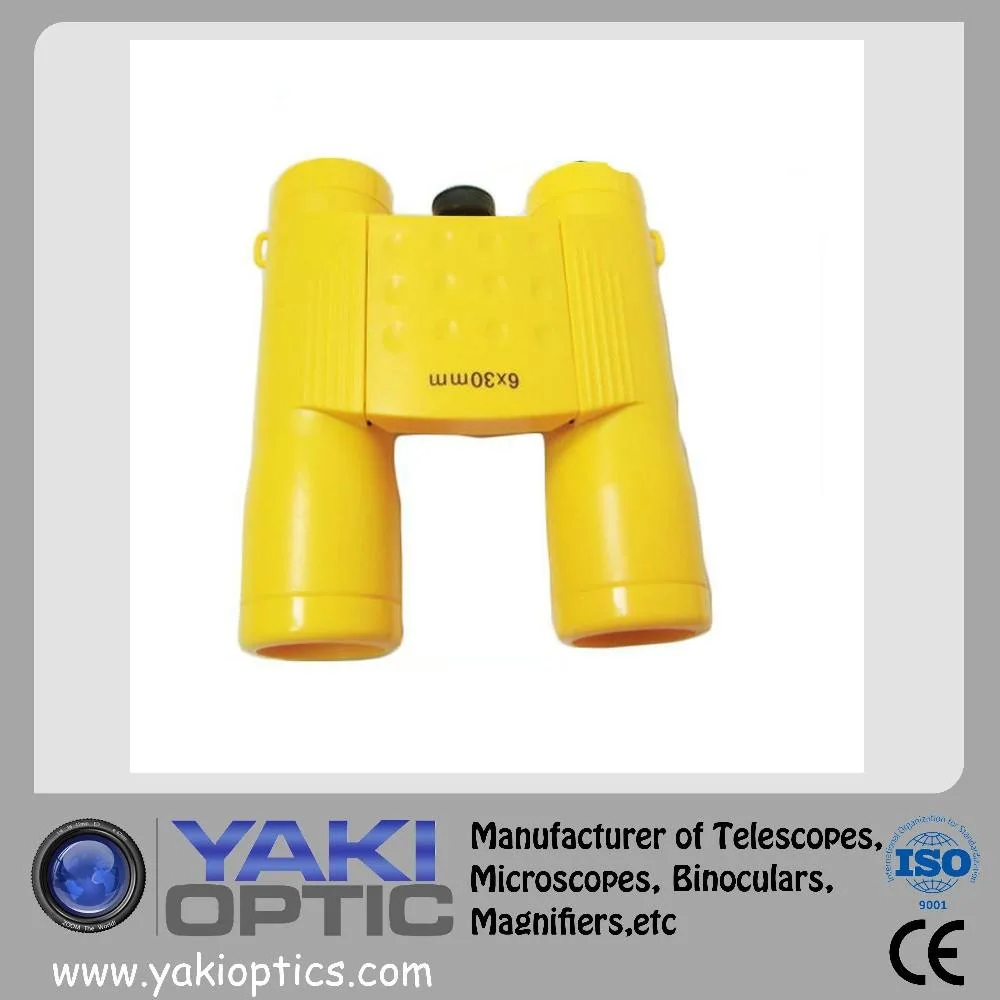 6X30 Customized Yellow Color Foldable Kids Binoculars Mini Fixed Focus