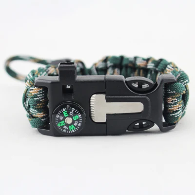 Pulsera Paracord de emergencia de supervivencia con silbato, brújula, termostato, iniciador de fuego Esg10510